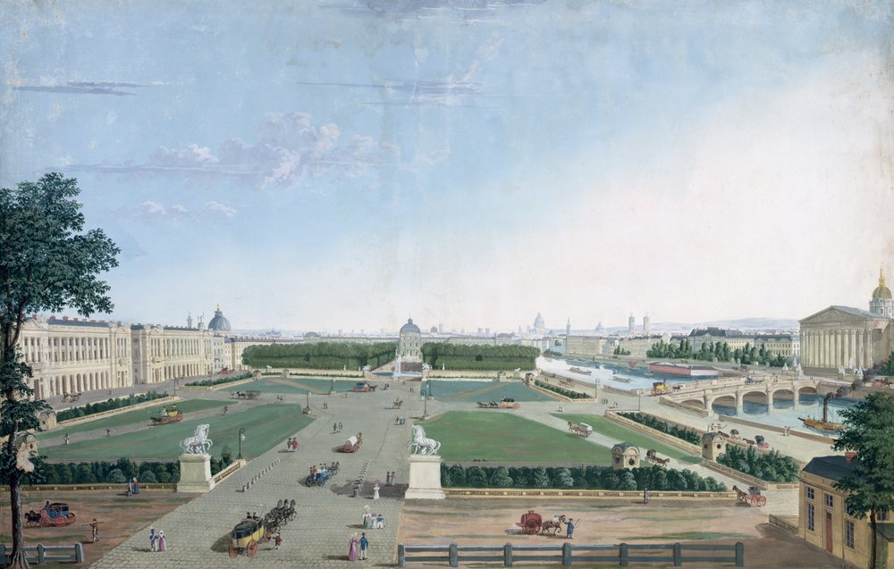 Veduta di Place Louis XV e del Jardin des Tuileries, 1815-30 da Henri Courvoisier-Voisin