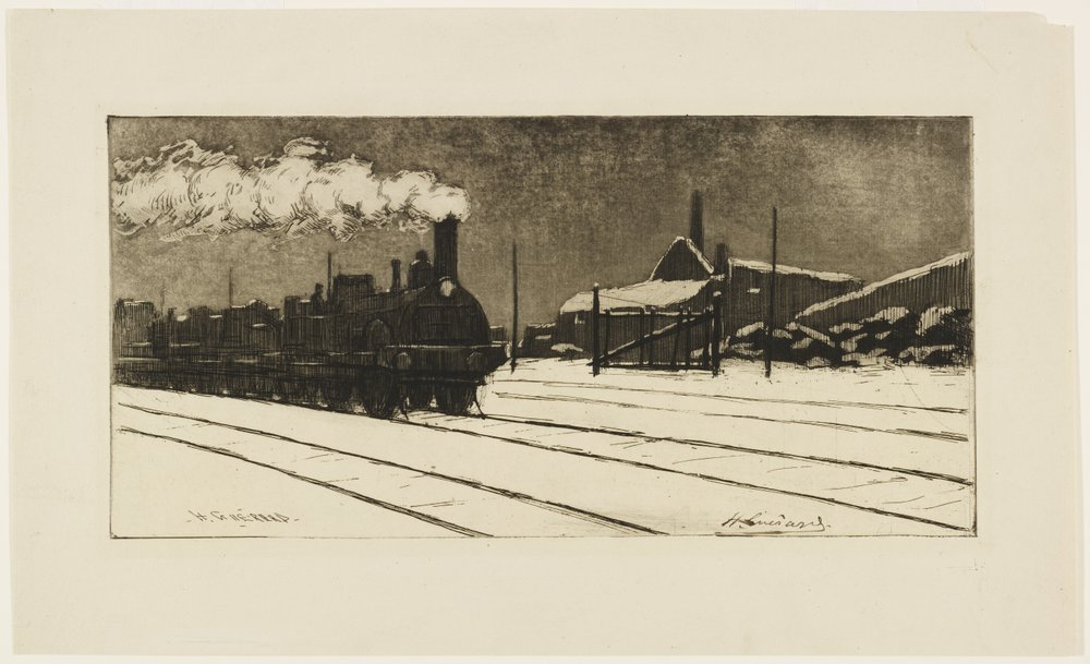 Locomotiva, effetto neve, c.1888 da Henri-Charles Guérard