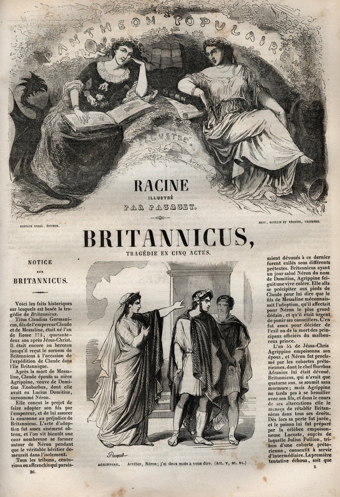 Britannicus tragedia in cinque atti - incisione in 