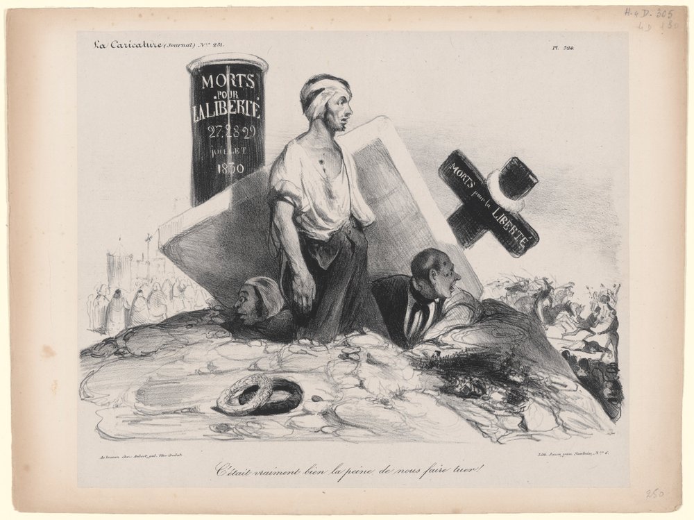 Non valeva davvero la pena farsi uccidere per questo! Tavola 524 dalla rivista La Caricature da Honoré Daumier