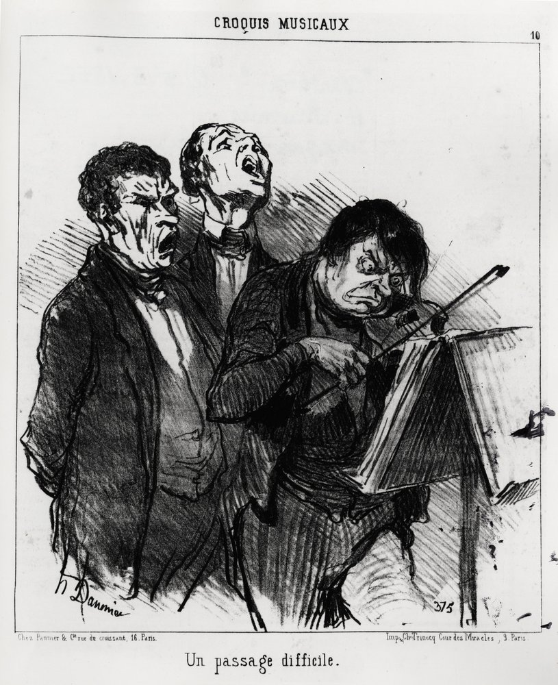 Schizzi musicali: un passaggio difficile (illustrazione di Honoré Daumier, pubblicata in Charivari, 5 marzo 1852) da Honoré Daumier