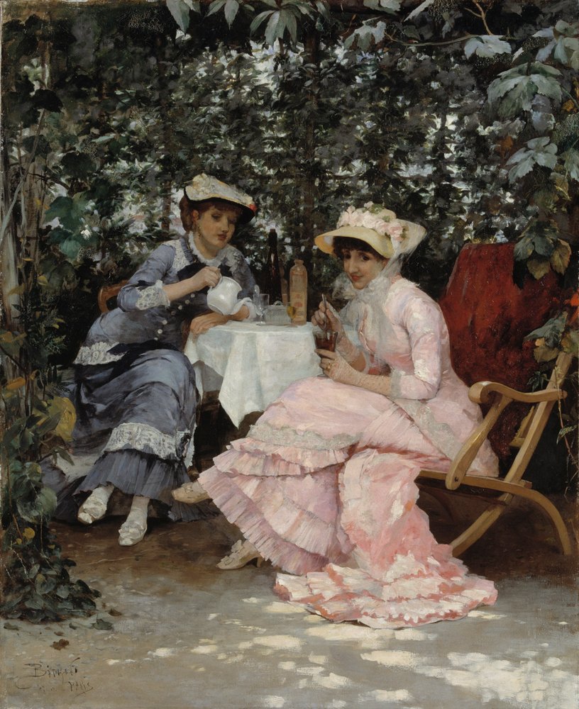 Seduti sotto il pergolato | Hugo Birger | Stampa d'arte