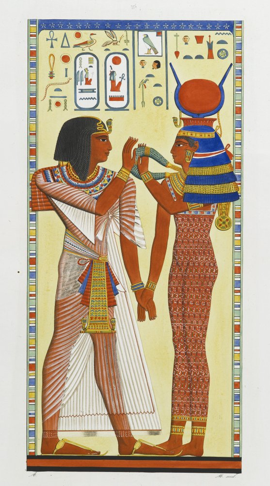 La dea Hathor che mette il collare magico su Seti I da Italian School