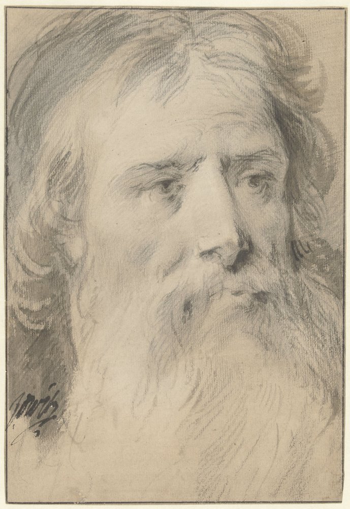 Testa di uomo con grande barba | Jacob de Wit | Stampa d'arte