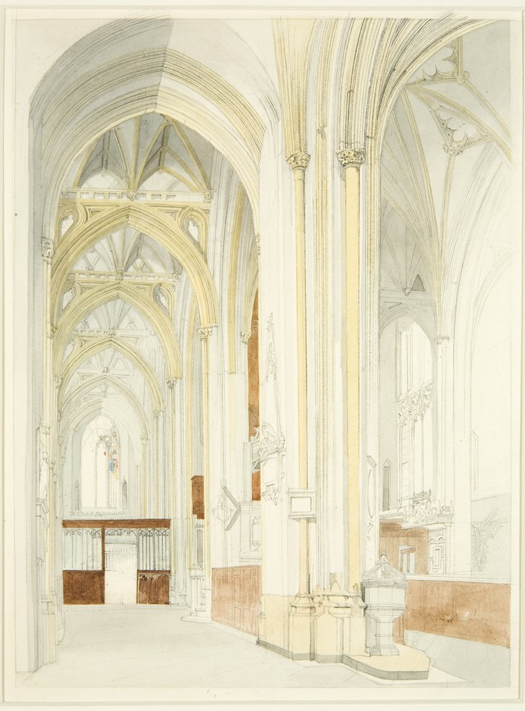 Interno della Cattedrale di Bristol (incompiuto) da James Johnson