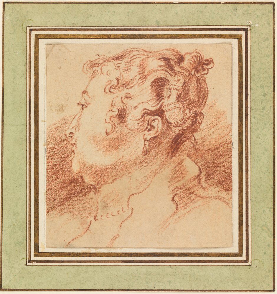 Studio della testa di una donna da Jean-Antoine Watteau