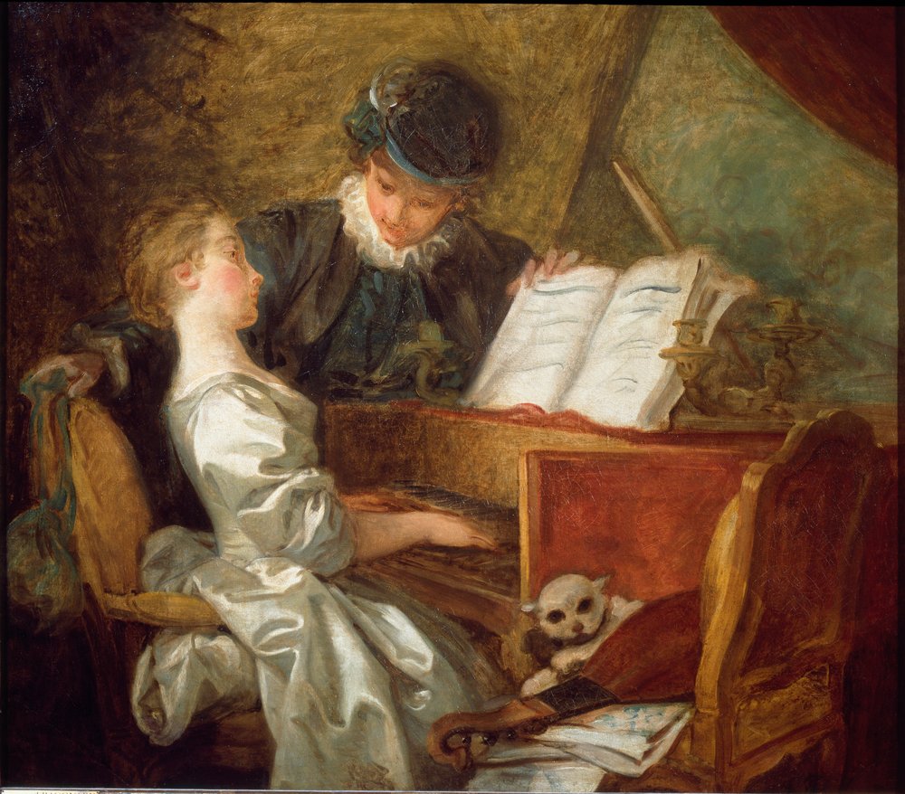 Stampa Con Cornice 1art1 – L'altalena Della Felicità Di Jean-Honoré Fragonard (1767), Formato 91x61 Cm, Cornice Economy Bianca In Plastica Con Vetro Acrilico