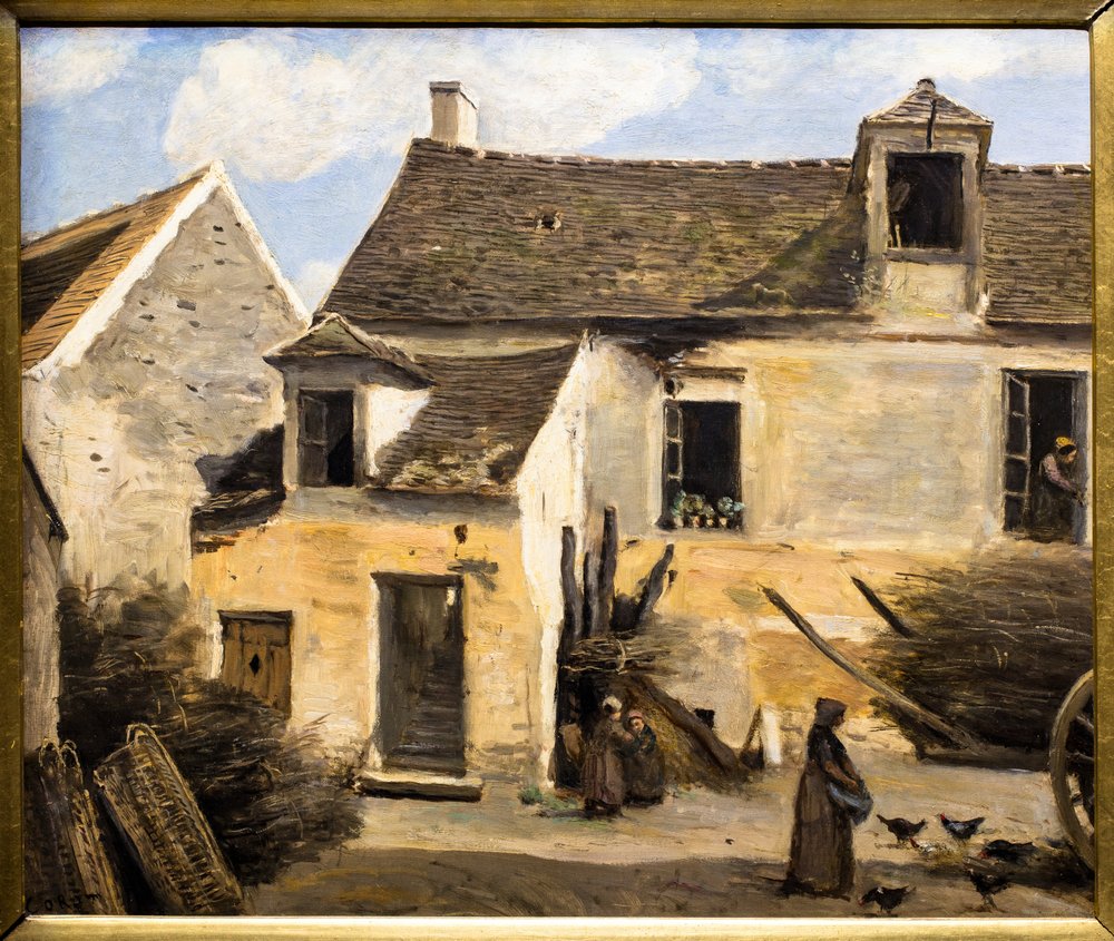 Cortile di una casa vicino a Parigi da Jean-Baptiste-Camille Corot