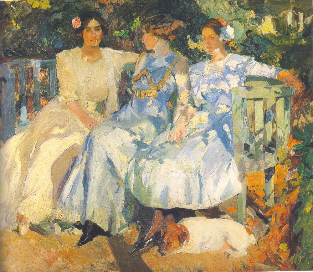 Mia moglie e le mie figlie in giardino da Joaquín Sorolla