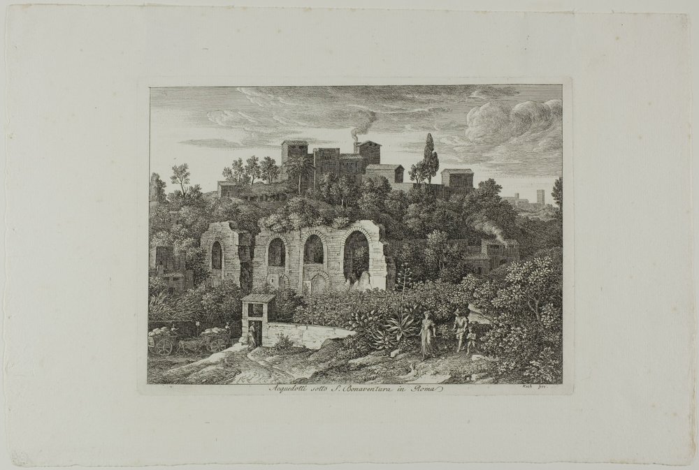 Acquedotto sotto il Monastero di San Bonaventura a Roma, tavola dieci da Die Römische Ansichten da Joseph Anton Koch