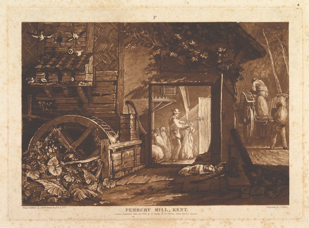 Mulino di Pembury, Kent Liber Studiorum, parte III, tavola 12, 10 giugno 1808 da Joseph Mallord William Turner