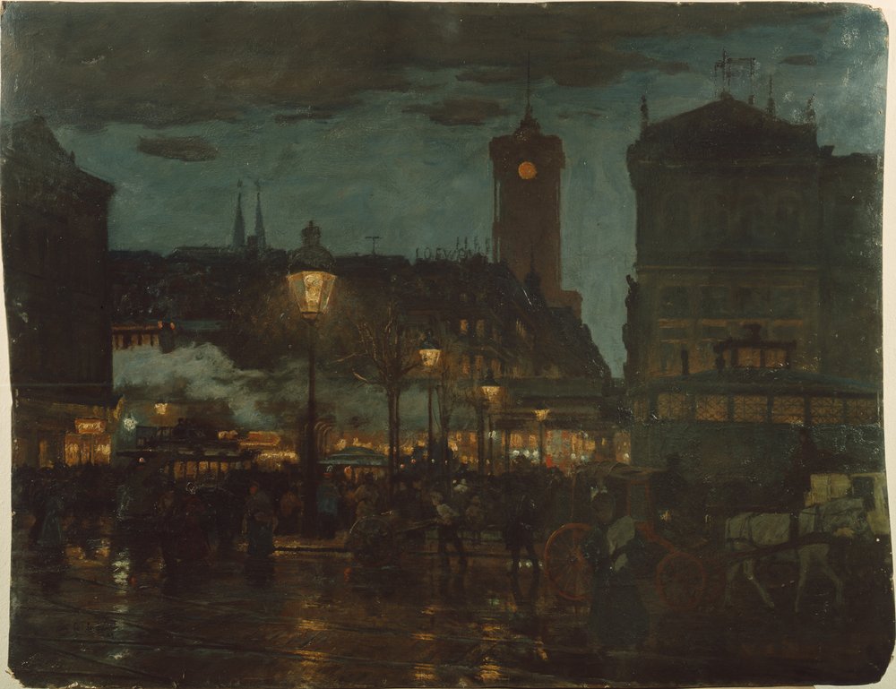 Alexanderplatz, Berlino, di notte, 1895 da Karl Langhammer