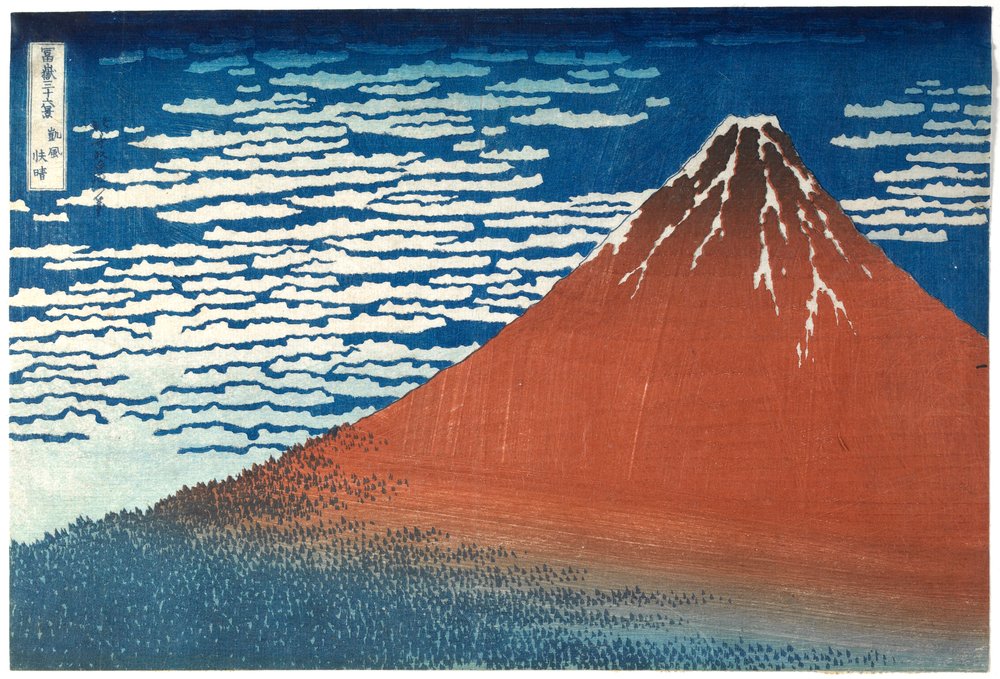 “Vento leggero, cielo sereno”, dalla serie “Trentasei vedute del Monte Fuji” da Katsushika Hokusai