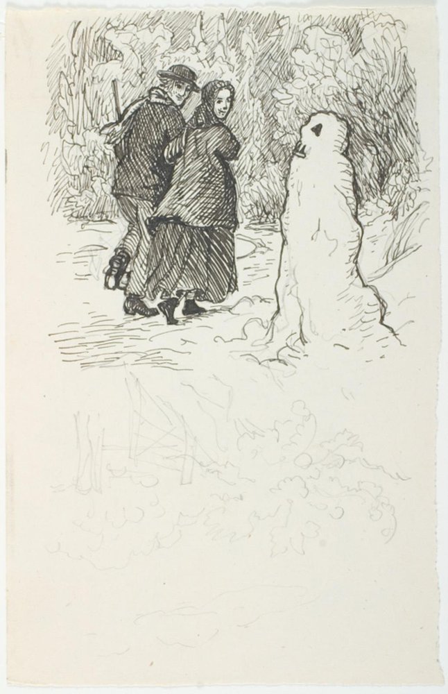 Bozza per illustrazione per Il pupazzo di neve da Lorenz Frølich