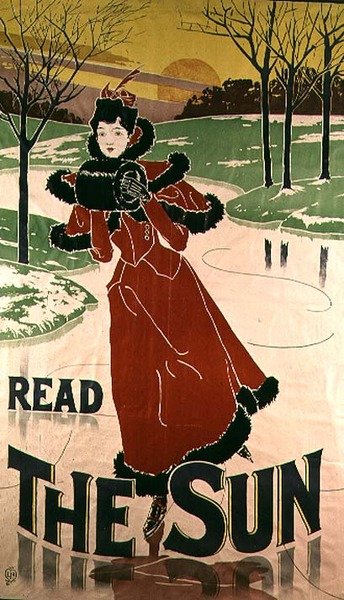 Poster pubblicitario per il giornale "The Sun", 1897 da Louis John Rhead