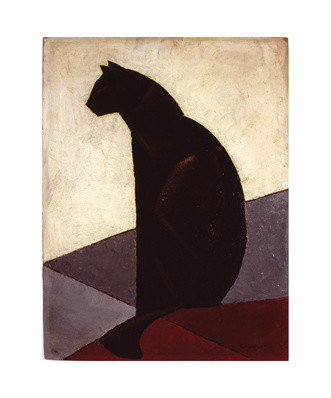 Gatto nero di profilo da Marcel-Louis Baugniet