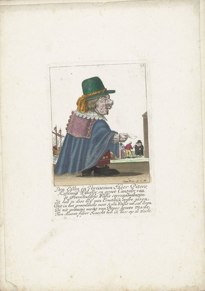 Il nano Piters Kahlmüß Wisseller come baleniere, ca. 1710 da Martin Engelbrecht (attributed to)