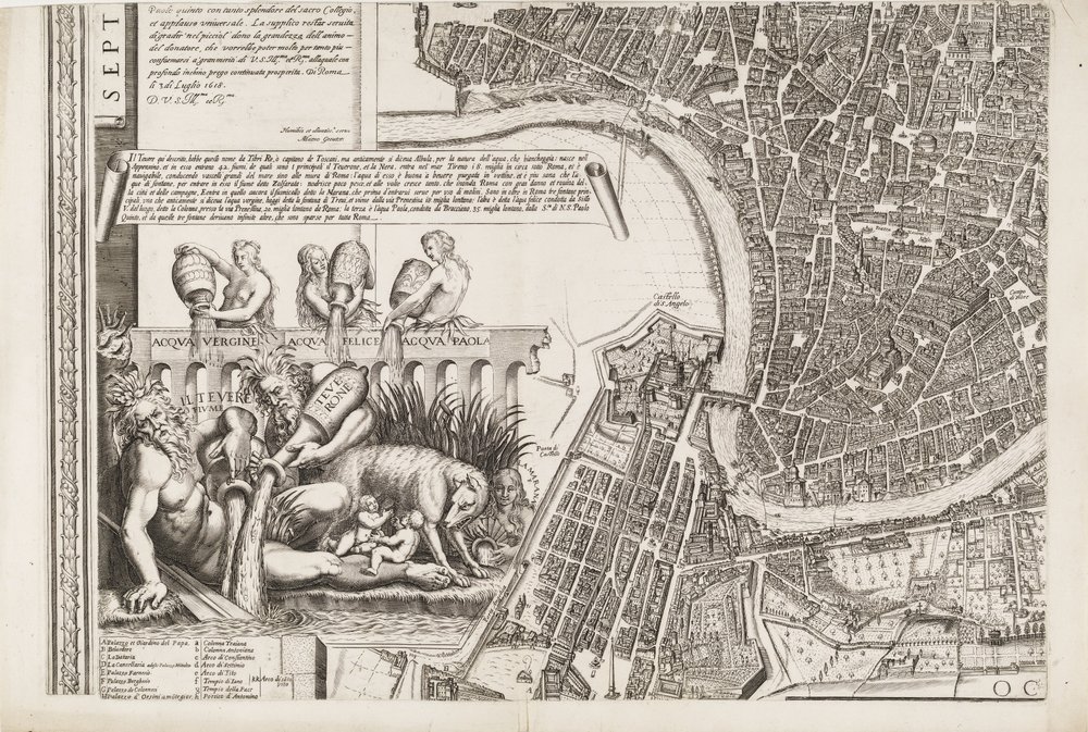 Mappa di Roma. Parte inferiore sinistra | Matthaus Greuter