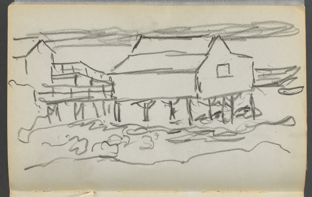 Sketchbook, The Dells, N° 127, pagina 014: Casa su un molo da Maurice Prendergast