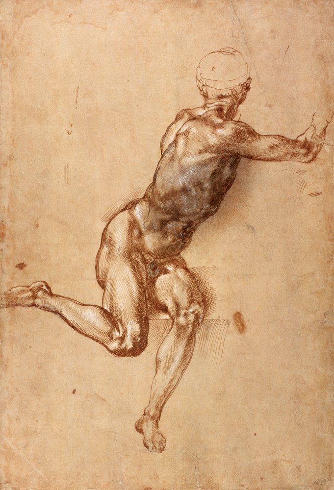 Nudo maschile seduto che si volta, ca. 1505 da Michelangelo Buonarroti