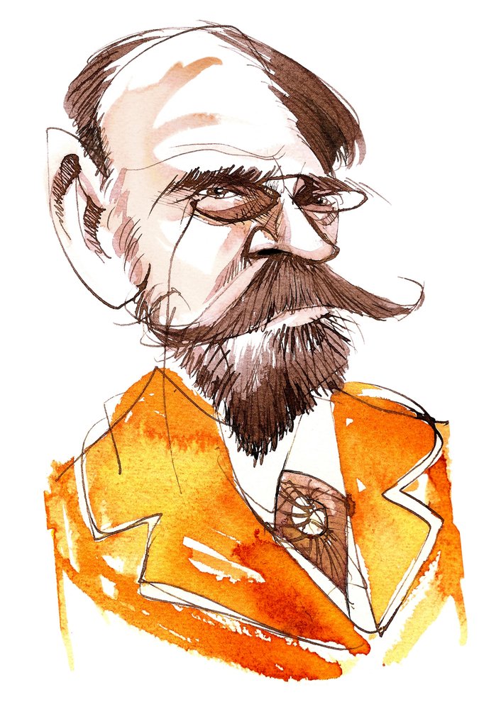 Emile Zola, romanziere francese (1840-1902); caricatura da Neale Osborne