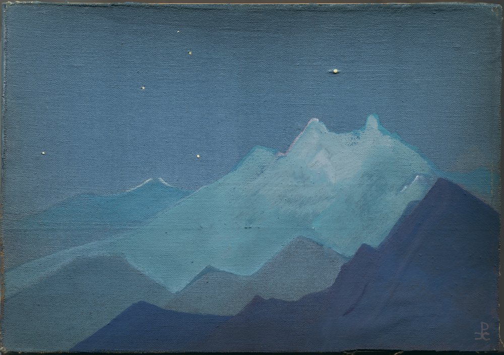 Himalaya, montagne al chiaro di luna, schizzo, 1933 da Nicholas Roerich