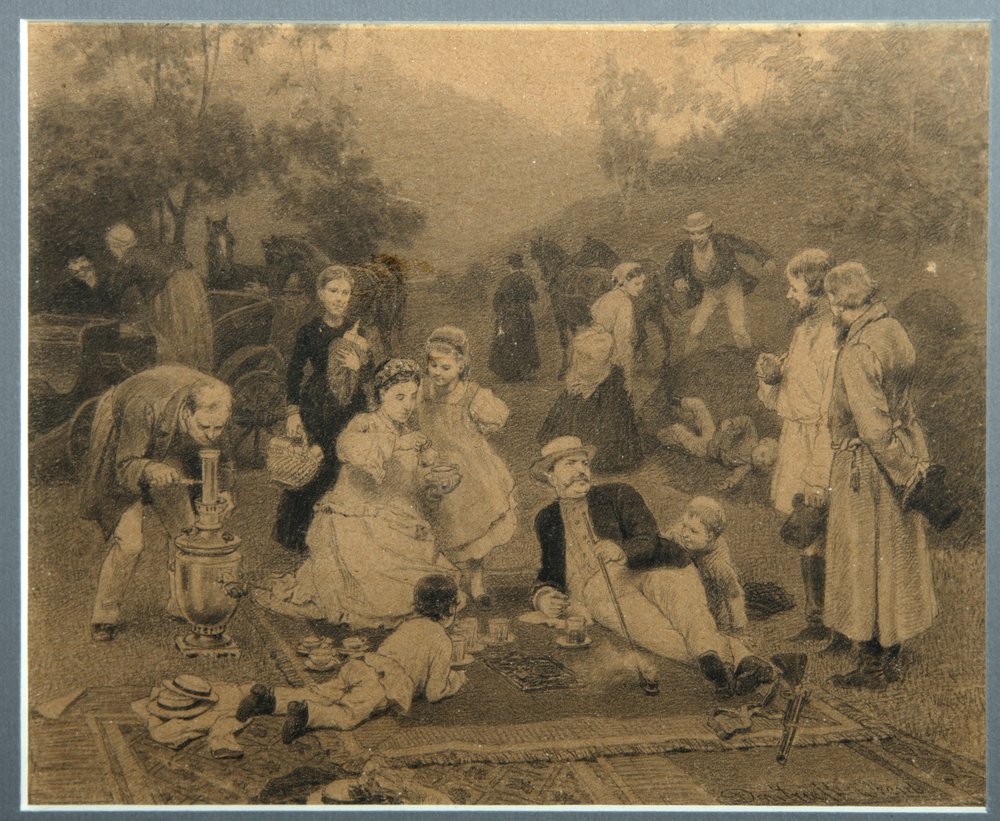 Festa del tè del proprietario terriero da Nikolai Dmitrievich Dmitriev-Orenburgsky