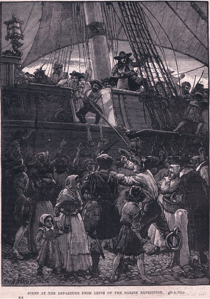 Scena della partenza da Leith della spedizione Darien AD 1698 da Paul Hardy