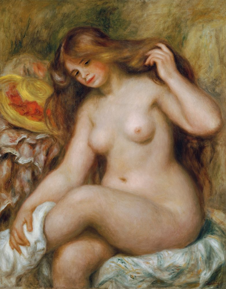 Bagnante con capelli biondi e sciolti da Pierre-Auguste Renoir