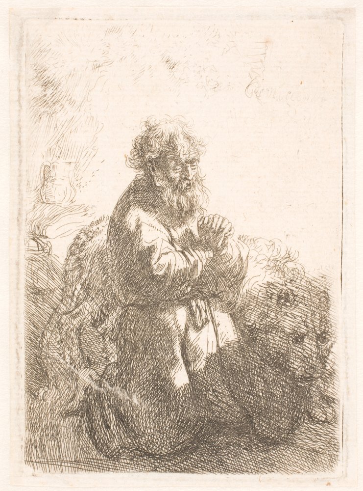 San Girolamo in preghiera, guardando in basso da Rembrandt van Rijn