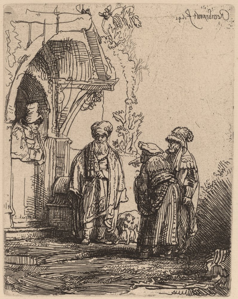 Tre Figure Orientali (Giacobbe e Labano?) da Rembrandt van Rijn
