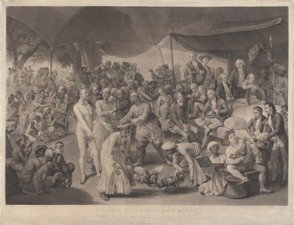 La lotta dei galli del colonnello Mordaunt a Lucknow da Richard Earlom