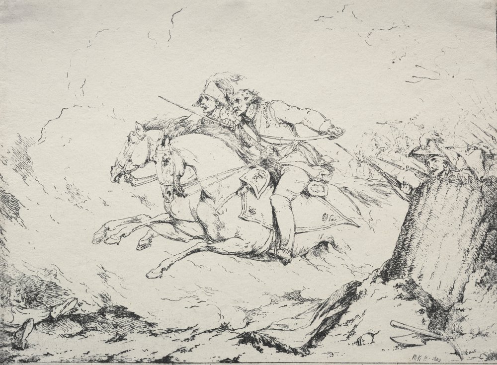 Specimens of Polyautography: Carica di cavalleria da Robert Kerr Porter