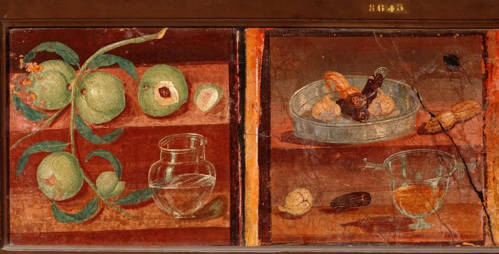 Arte romana: 'Natura morta di pesche e frutta secca' | Roman