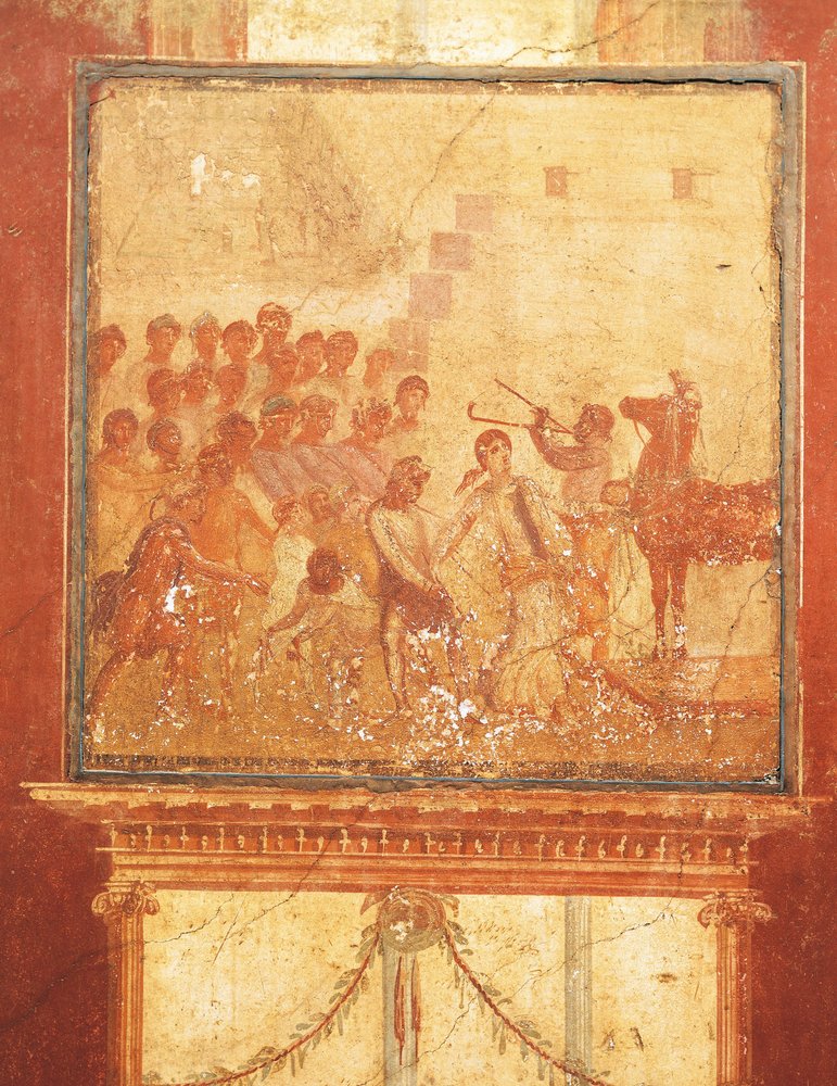 Cavallo di Troia, affresco dalla Casa di Menandro, Pompei, Campania, Civiltà Romana da Roman Roman