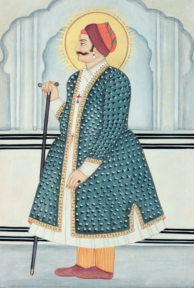 Miniatura del Maharaja Sawai Jai Singh Secondo, Jaipur da School Indian