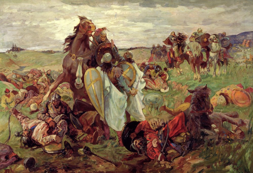 La battaglia tra russi e tartari, 1916 da Sergey Nikolayevich Arkhipov