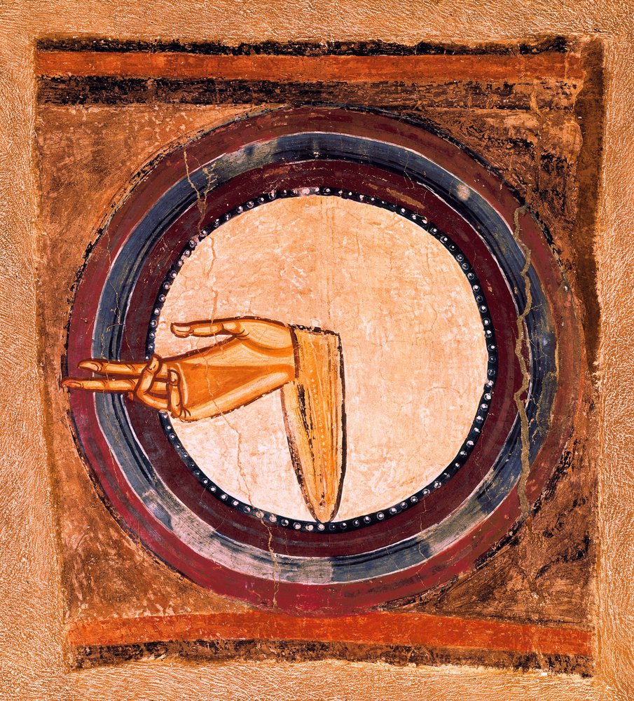 La mano di Dio, dettaglio di un affresco del Maestro di Sant Climent de Taüll da Spanish School