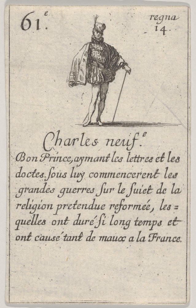 Carlo IX, il buon principe, da Gioco dei Re di Francia da Stefano della Bella