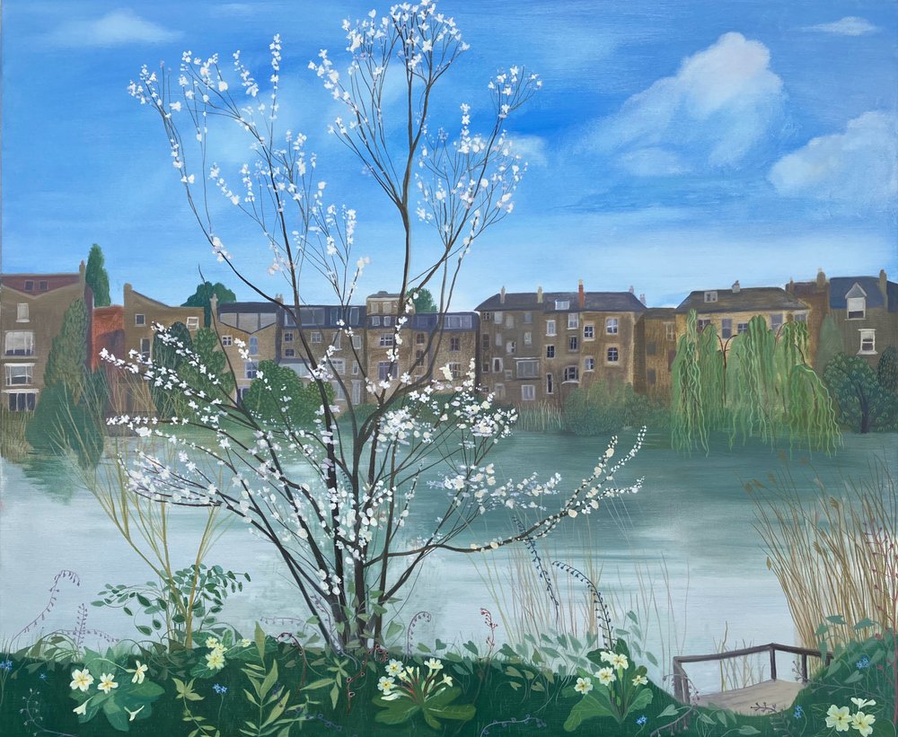 Stagno n. 1, Hampstead Heath, 2025 (olio su lino) da Suzy Fasht