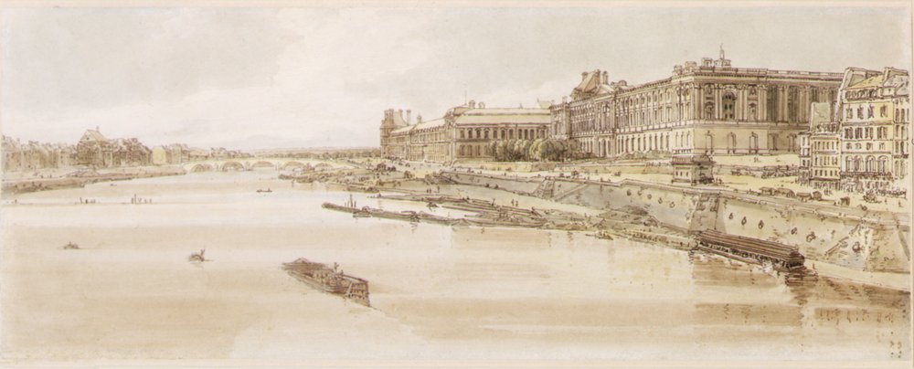 Veduta del Louvre e del Pont des Tuileries dal Pont Neuf, c.1801 da Thomas Girtin