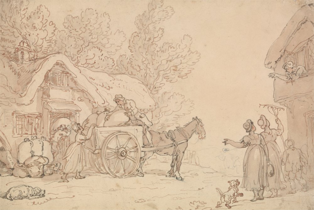 Caricamento di sacchi su un carro da Thomas Rowlandson
