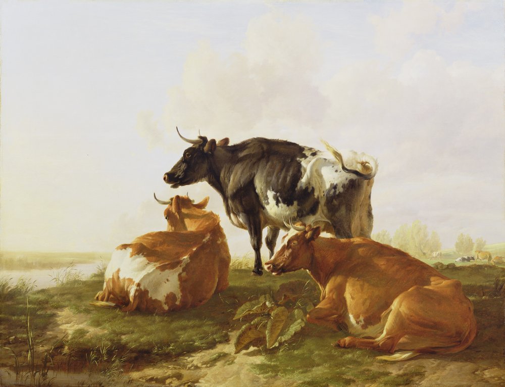 Bestiame in un paesaggio fluviale da Thomas Sidney Cooper