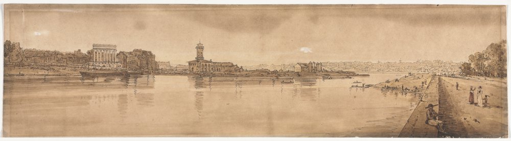 Una Selezione di Venti delle Vedute Più Pittoresche di Parigi: Veduta del Villaggio di Chaillot, presa dal Pont de la Concorde da Thomas Girtin