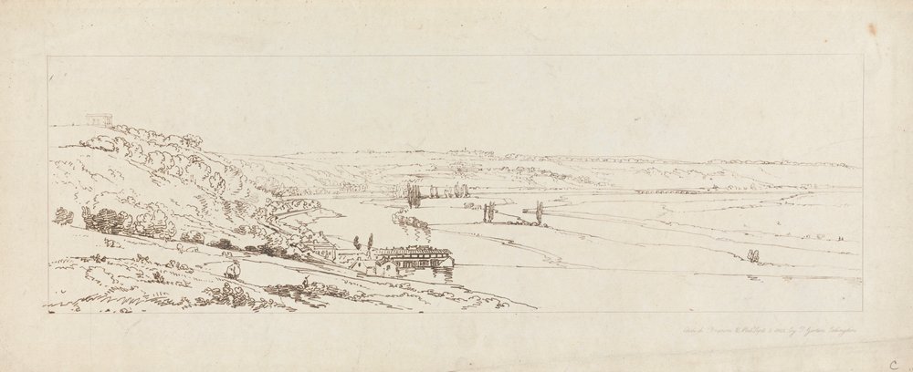 Vista degli acquedotti di Marly e Saint-Germain-en-Laye visti in lontananza da Thomas Girtin