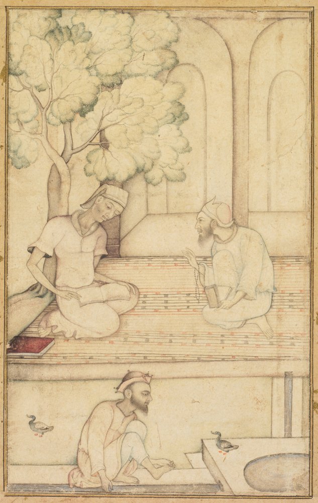 Kabir e due seguaci su una terrazza, c. 1610-1620 da Unbekannt