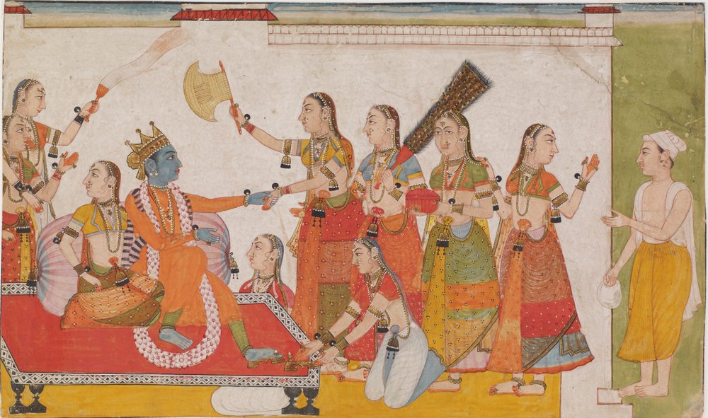 Krishna accoglie Sudama, da un Bhagavata Purana da Unbekannt
