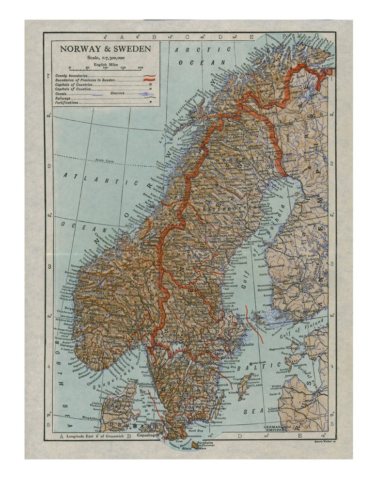 Mappa di Norvegia e Svezia da Unbekannt