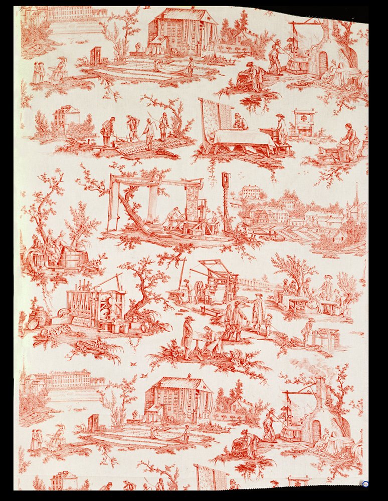 Toile de Jouy, che illustra i processi di produzione del cotone, disegnata da Christophe Huet, francese, 1783 da Unbekannt Unbekannt
