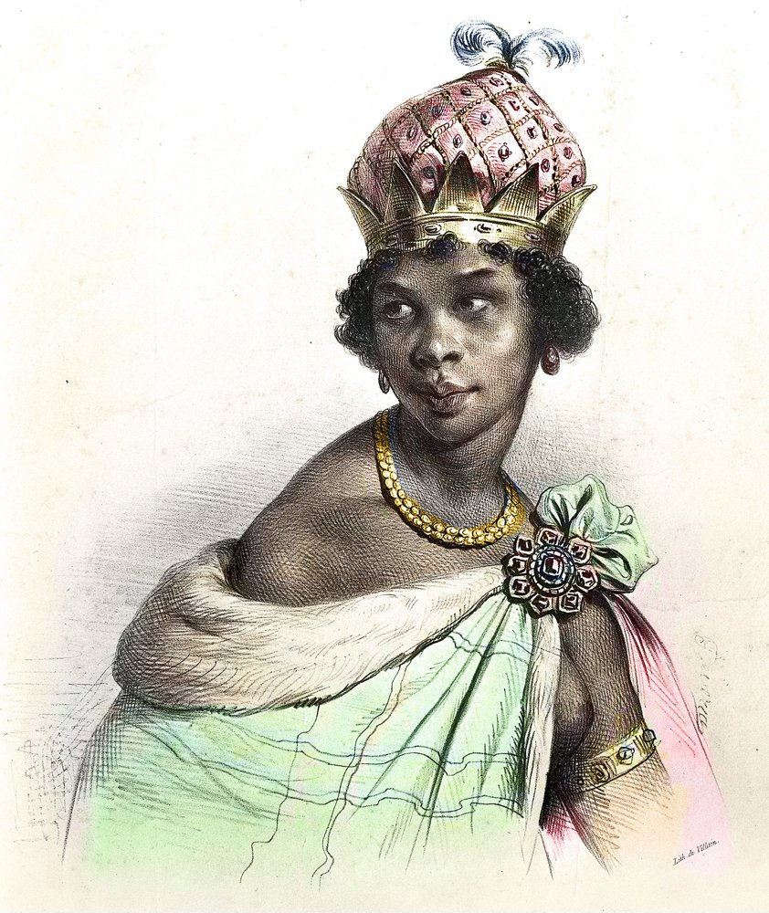Ritratto della regina Anna Nzinga o Ana de Sousa Nzinga Mbande - Anna Nzinga, Ana de Sousa Nzinga Mbande o Njinga Mbandi - Nzinga di Ndongo e Matamba - «Ginga, la regina quilombola di Matamba e Angola» da Unknown artist